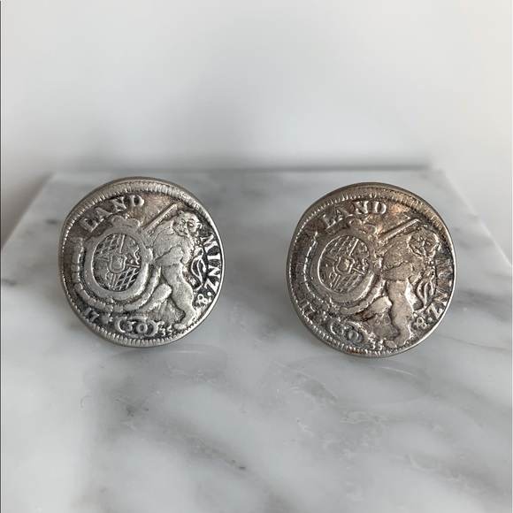Antique Mens Silver Plated Coin 🪙 Cuffkinks - Picture 4 of 5